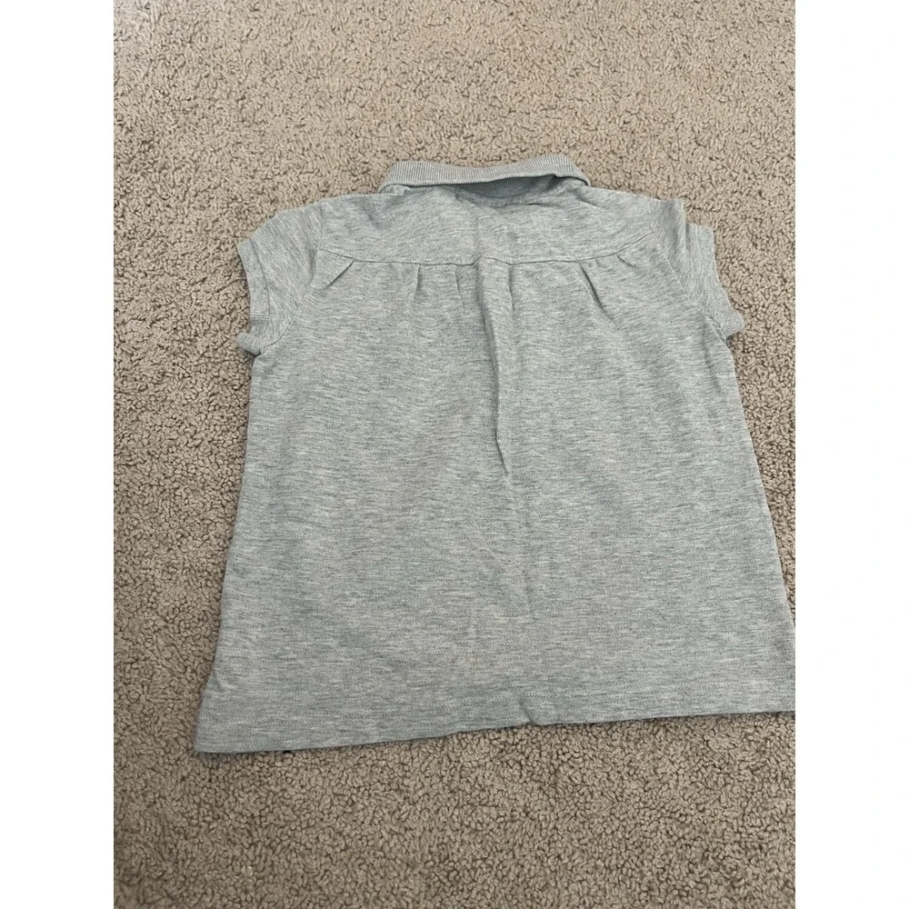Lacoste Girls Gray‎ Heather Pique Polo Shirt Collared Short Sleeve Size 6